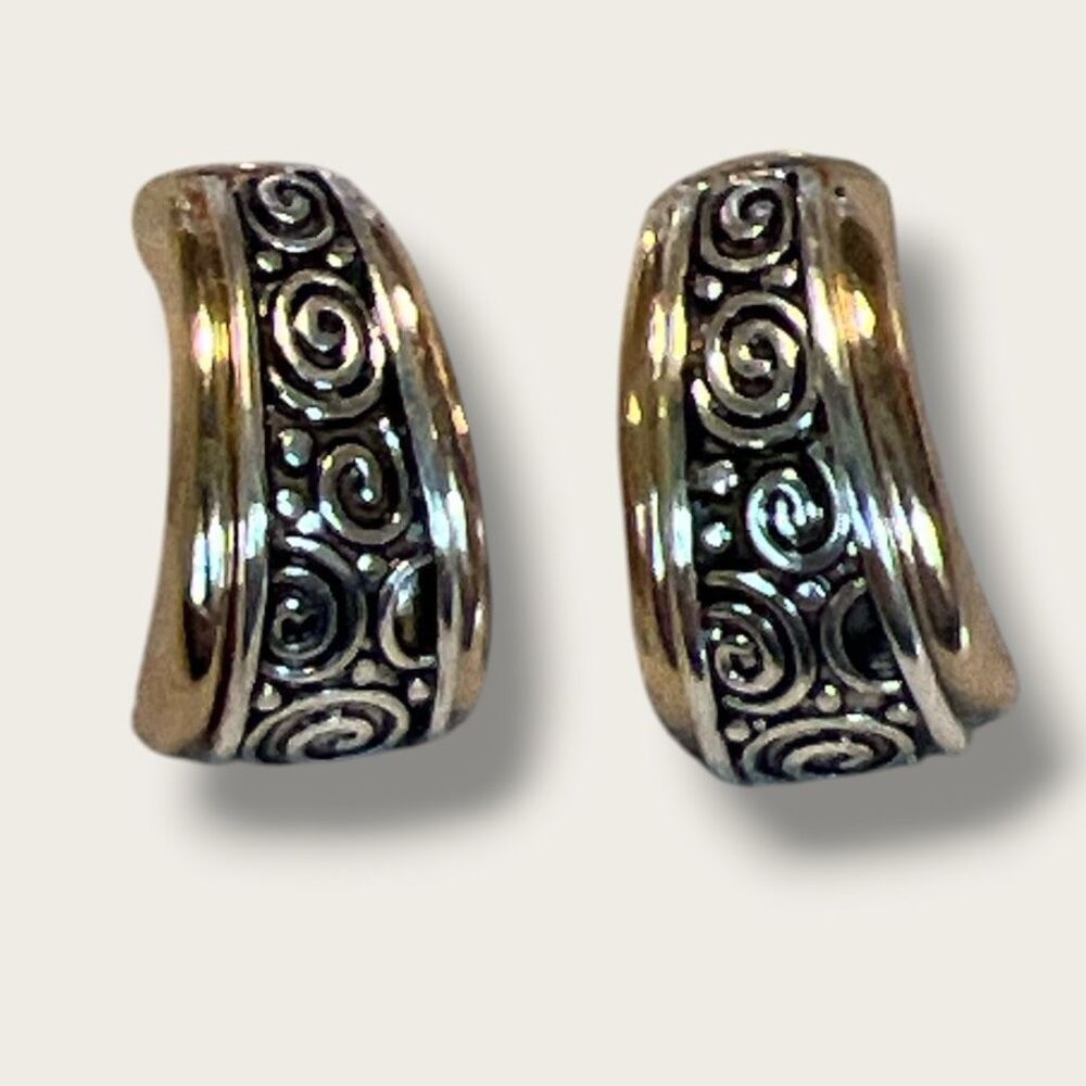 Twotone Swirl Hoop Earrings